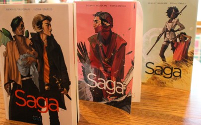 Photo by Elizabeth Fletcher Saga books by Brian K Vaughan and Fiona Staples